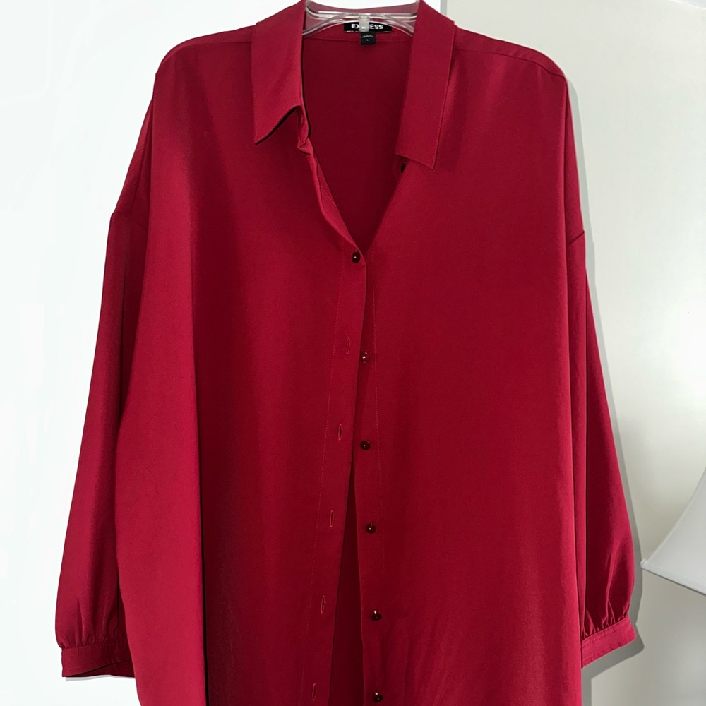 Express Maroon Blouse with button closure